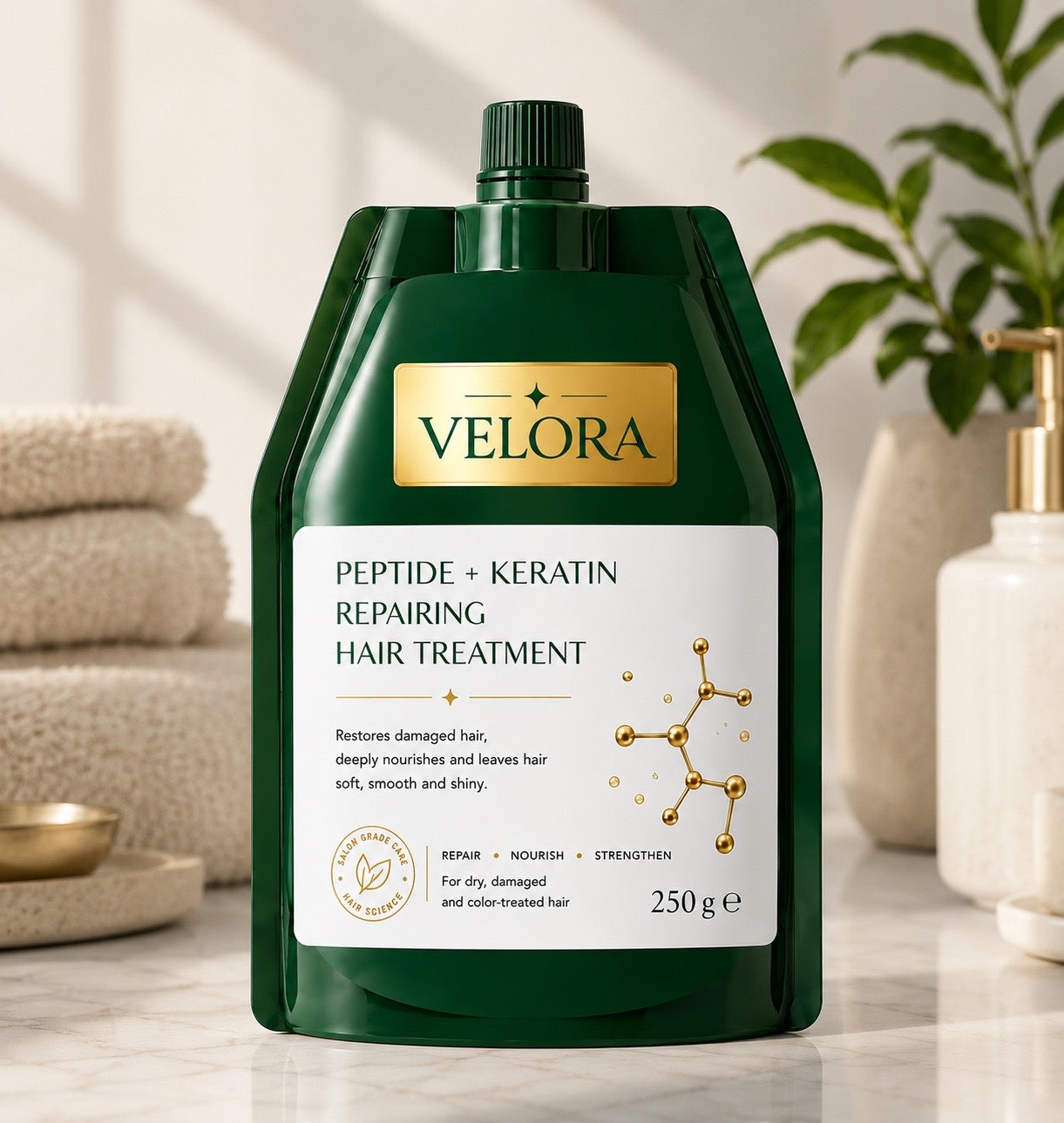 VELORA Peptide + Keratin Hair Treatment | Intensive Repair Mask (250g)